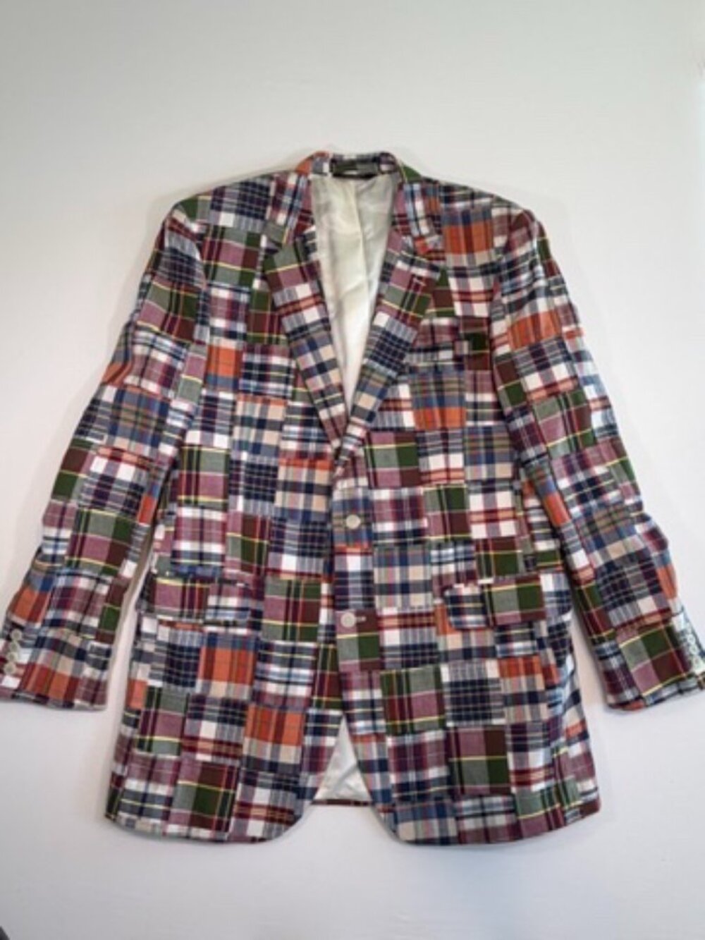 JOS A BANK Plaid Madras Sport Coat Blazer Mens 44 XL Preppy - Picture 3 of 13